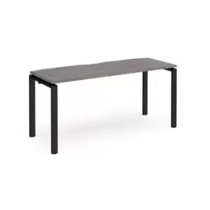 Image of Bench Desk Single Person Rectangular Desk 1600mm Grey Oak Tops With Black Frames 600mm Depth Adapt