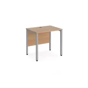 image of Maestro 25 straight desk 800mm x 600mm - silver bench leg frame and beech top