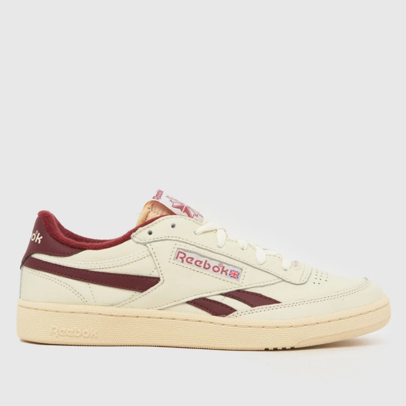 Image of Reebok Club C Revenge Trainers in White & Burgundy White & Burgundy UK 8 (EU 42)