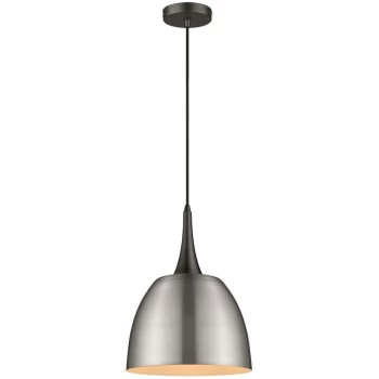 image of Spring Lighting - 1 Light Dome Ceiling Pendant Black, Satin Nickel, E27