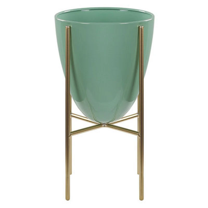 Image of Beliani Elevated Plant Pot Lefki Metal 16cm Mint Green