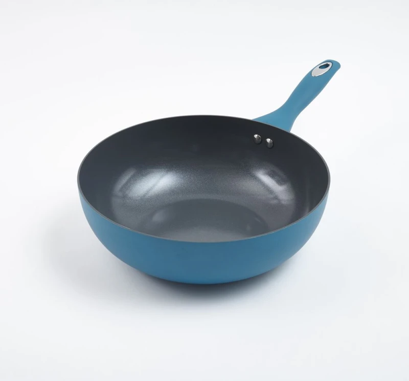 Image of Cermalon 28cm Aluminium Non-Stick Wok Teal unisex