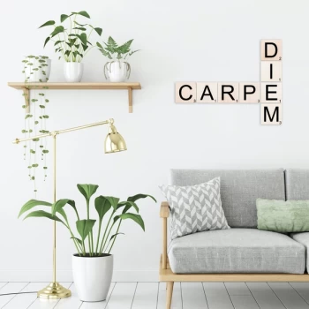 Image of Scrabble Set - 2 Black White Decorative Wooden Wall Accessory