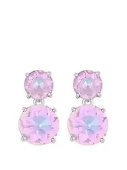 Image of Mood Silver Purple Aurora Borealis Round Open Stone Double Drop Earrings, Silver, Women