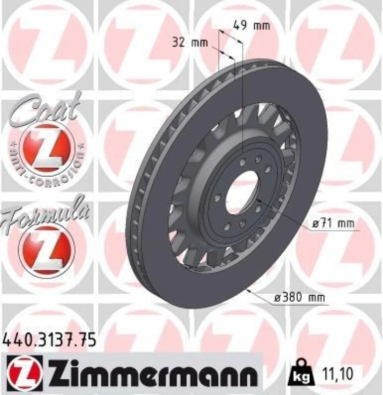 Image of ZIMMERMANN Brake disc ZIMMERMANN 440.3137.75