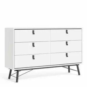 Image of Ry Wide Double 6 Drawer Chest In Matt White