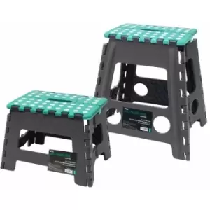 image of Small and Large Folding Step Stool, Grey - JVL