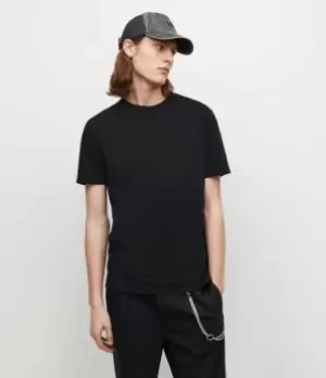 Image of AllSaints Mens Ossage Crew T-Shirt, Jet Black, Size: M