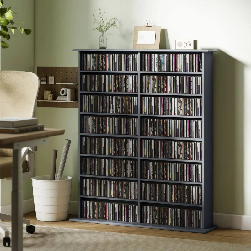 Image of HOMCOM CD Storage Unit DVD Tower Bluray Storage Shelf for Office, Grey Grey Unisex