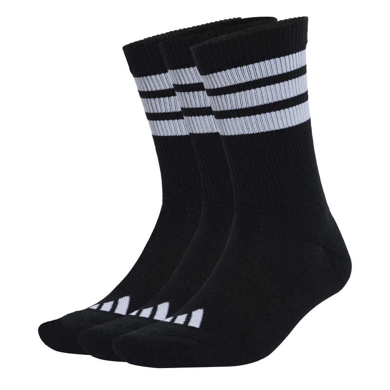Image of adidas 3 Pack Crew Socks Adults Black/White 3S unisex M 6.5-8