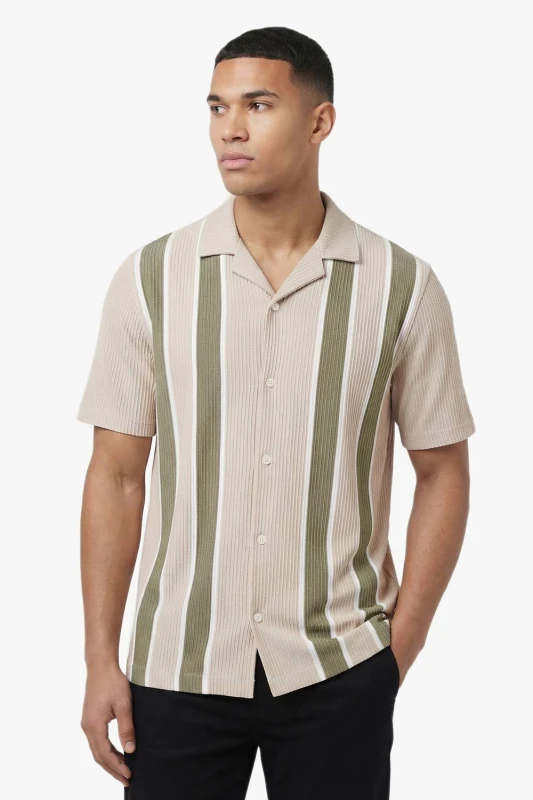 Image of Luke 1977 Mens Gwithian Textured Shirt in Ecru Size: XL Ecru Male XL