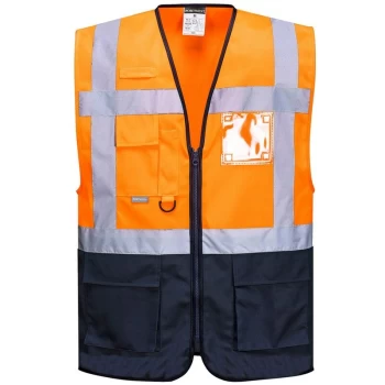 Image of C476ONRM - sz M Warsaw Executive Vest - Orange/Navy - Portwest