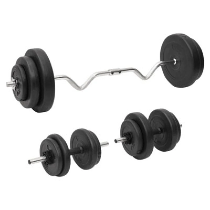 Image of Vidaxl Curl Barbell And Dumbbell With Plates 60 Kg