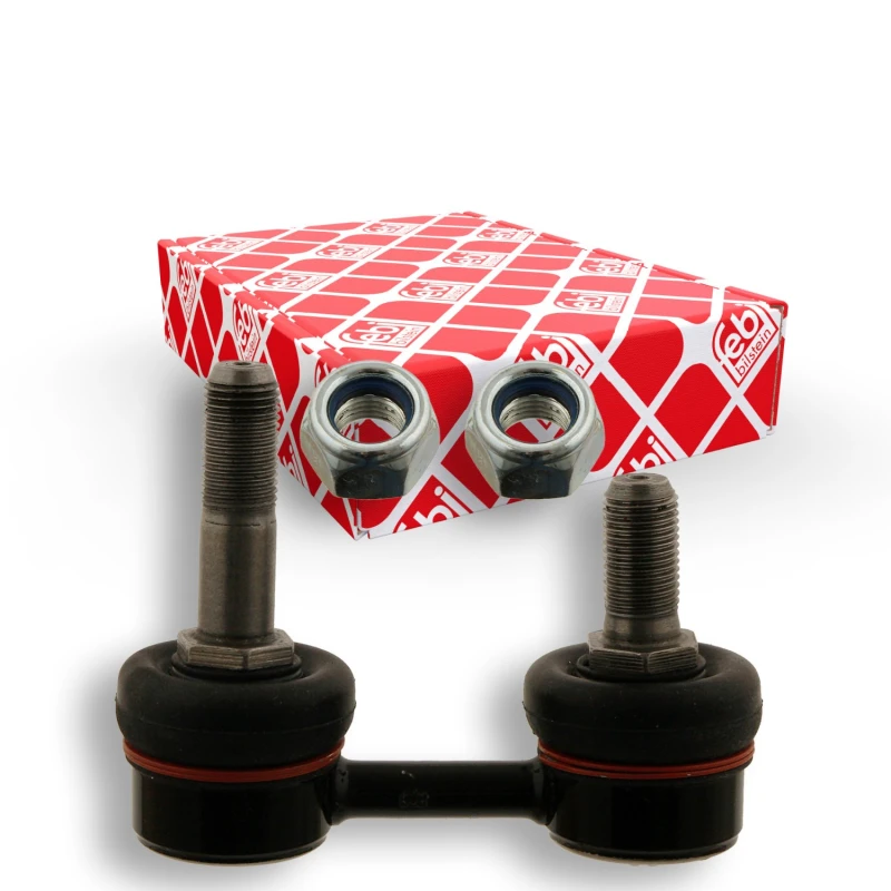 Image of FEBI BILSTEIN 32061 Anti-roll bar link OE Turbo NEW, Front Axle Left, with nuts Steel Link Stabiliser (3229)