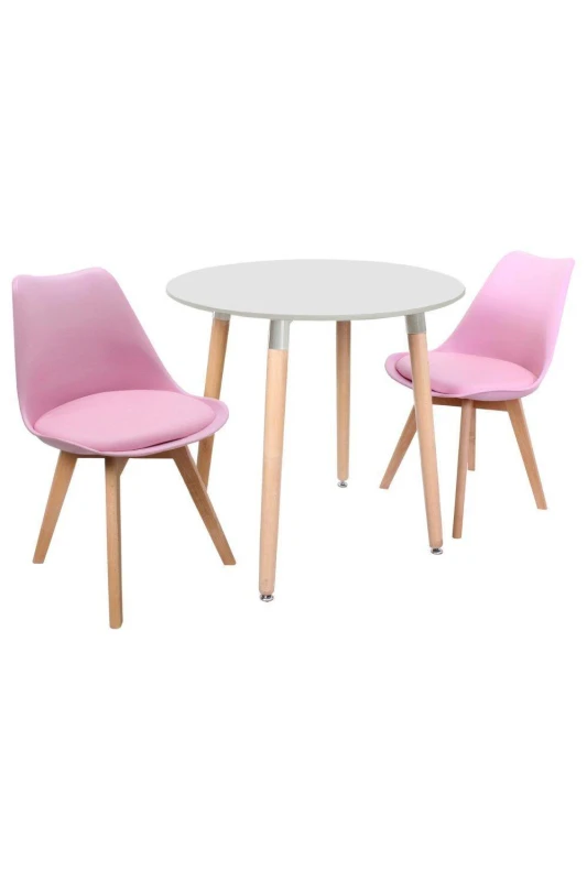Image of Life Interiors Life Interiors 'Round Lorenzo' Dining Set with a Table and Chairs Set of 2 in Pink Pink One Size Unisex 5060926382487