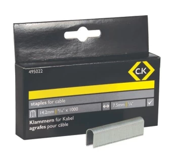 image of CK - 495022 Cable staples 7.5mm wide x 14.2mm deep Box Of 1000