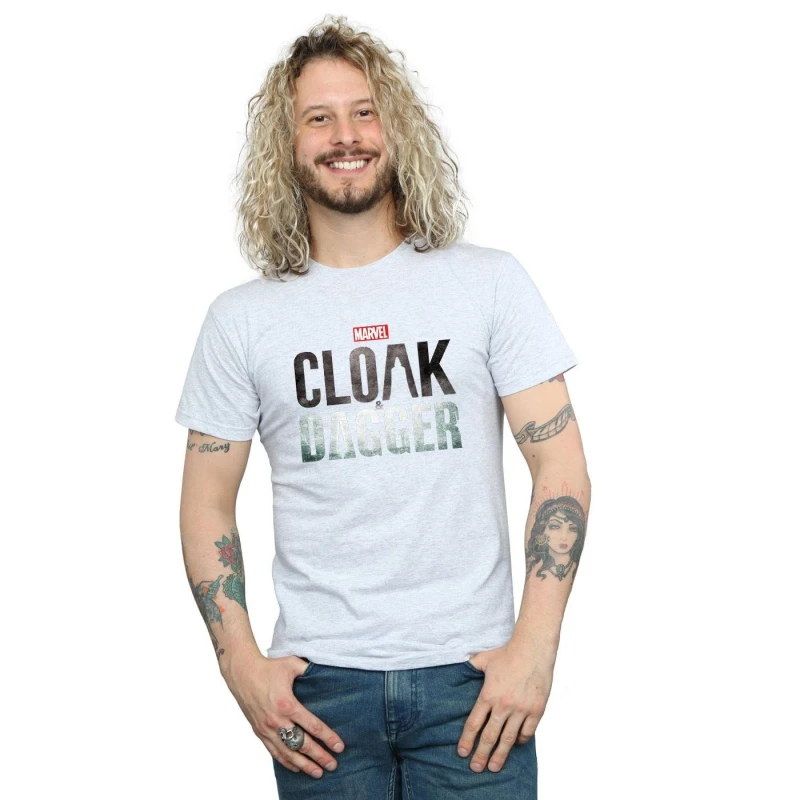 Image of Marvel Marvel Men Cloak And Dagger Logo T-Shirt in Grey Size: Small Grey S Male 5057864490107