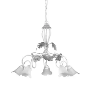 Image of Marilena 5 Light Multi Arm Pendant Ceiling Light, White, Silver