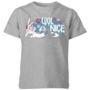 Image of Looney Tunes Its Cool To Be Nice Kids Christmas T-Shirt - Grey - 11-12 Years