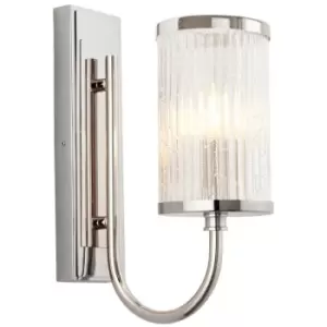 Image of Merano Genoa Glass Wall Lamp, Bright Nickel Plate, Ribbed Bubble Glass