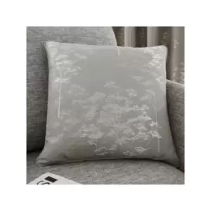 image of Curtina Elmwood Floral Print Filled Cushion, Stone, 43 x 43 Cm