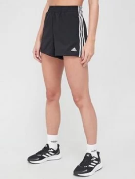 image of adidas 3 Stripe Woven Shorts - Black/White, Size L, Women