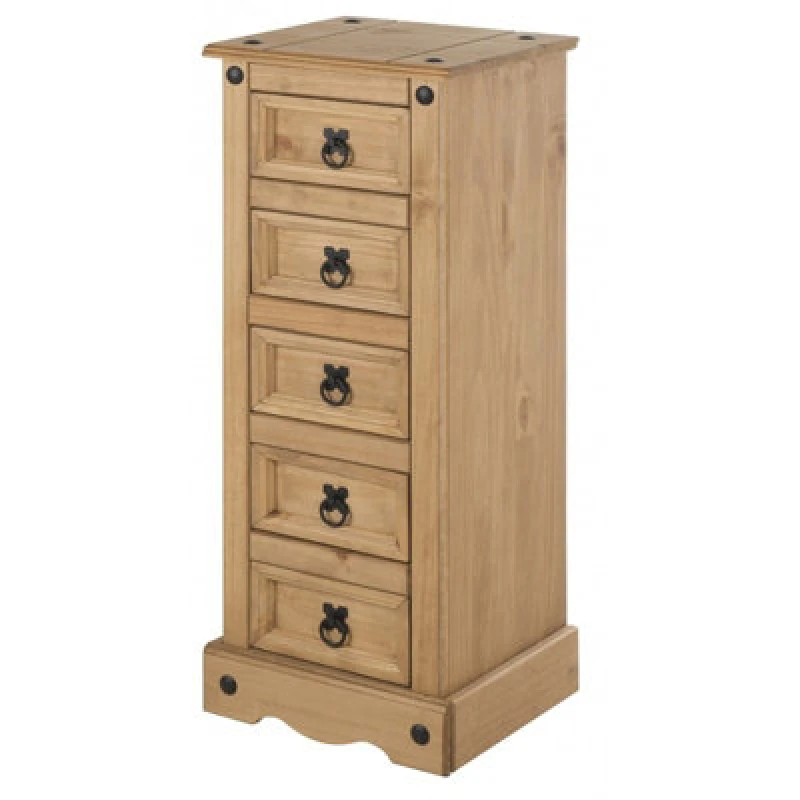 Image of MERCERS FURNITURE Corona Narrow 5 Drawer Bedside 5060335868121