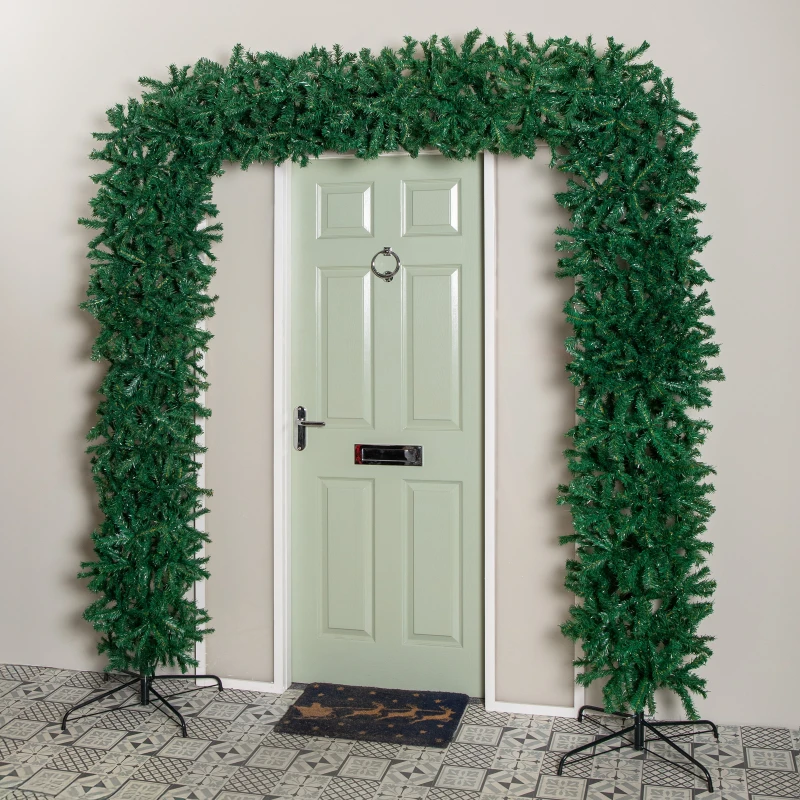 Image of 8ft (2.35m) Samuel Alexander Double Door Plain Green Flat Top Christmas Tree Arch with 2000 Tips