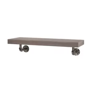 image of Loft Home Studio Dark Oak Extra Wide Wall Shelf Kit With Pipe Design Brackets