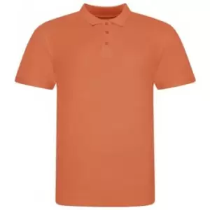 Image of Awdis Mens Piqu Cotton Short-Sleeved Polo Shirt (3XL) (Mango Orange)