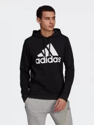 Image of adidas Essentials Fleece Big Logo Hoodie, Black/White, Size S, Men