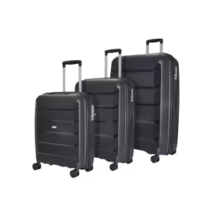 image of Rock Luggage Tulum NG62403 8 Wheel Black Suitcase 3Pcs Set