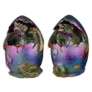 Image of Hatching Egg Metallic Rainbow Dragon Figurine