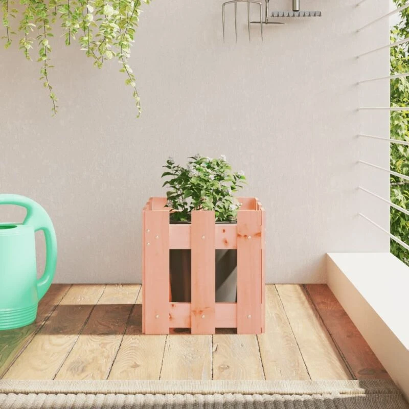 Image of vidaXL Garden Planter w/ Fence Design 30x30x30cm Solid Wood, Brown 832445