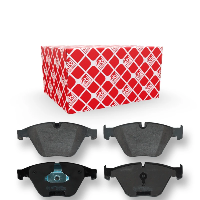 Image of FEBI BILSTEIN 16899 Brake pad set Front Axle, prepared for wear warning indicator, with piston clip Brake Pad Set,disc brake (402)