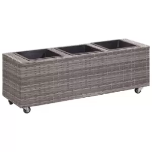 image of Vidaxl Garden Raised Bed With 3 Pots 100x30x36cm Poly Rattan Grey