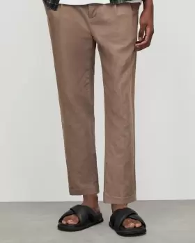 Image of AllSaints Envira Linen Blend Cropped Trousers