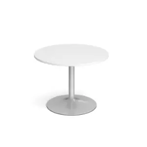 image of Genoa circular dining table with silver trumpet base 1000mm - white