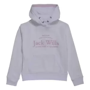 image of Jack Wills Kids Girls Logo Script Hoodie - White