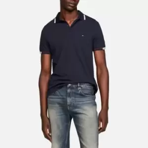 Image of Tommy Hilfiger Mens Hilfiger Cuff Slim Fit Polo Shirt - Desert Sky - M