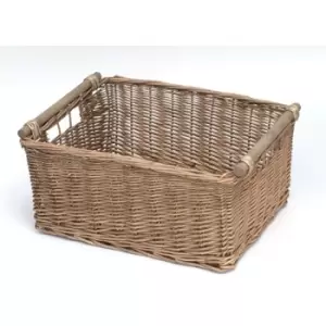 image of Kitchen Log Fireplace Wicker Storage Basket With Handles Xmas Empty Hamper Basket [Natural,Large] 45x35x20cm]