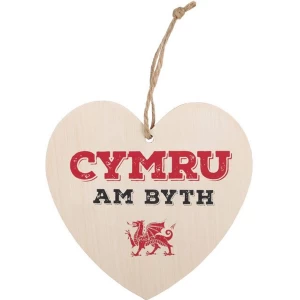 Image of Cymru Am Byth Welsh Hanging Heart Sign