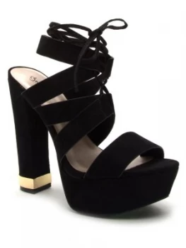 image of Qupid Beat tie up high sandal Black