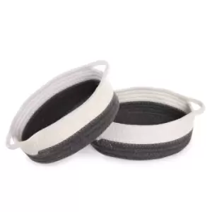 Image of Cotton Rope Storage Baskets Grey & White - Set of 2 M&amp;W
