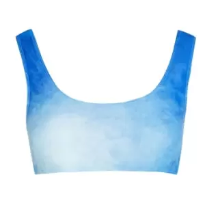 image of Missguided Tie Dye Scoop Neck Bikini Top - Blue