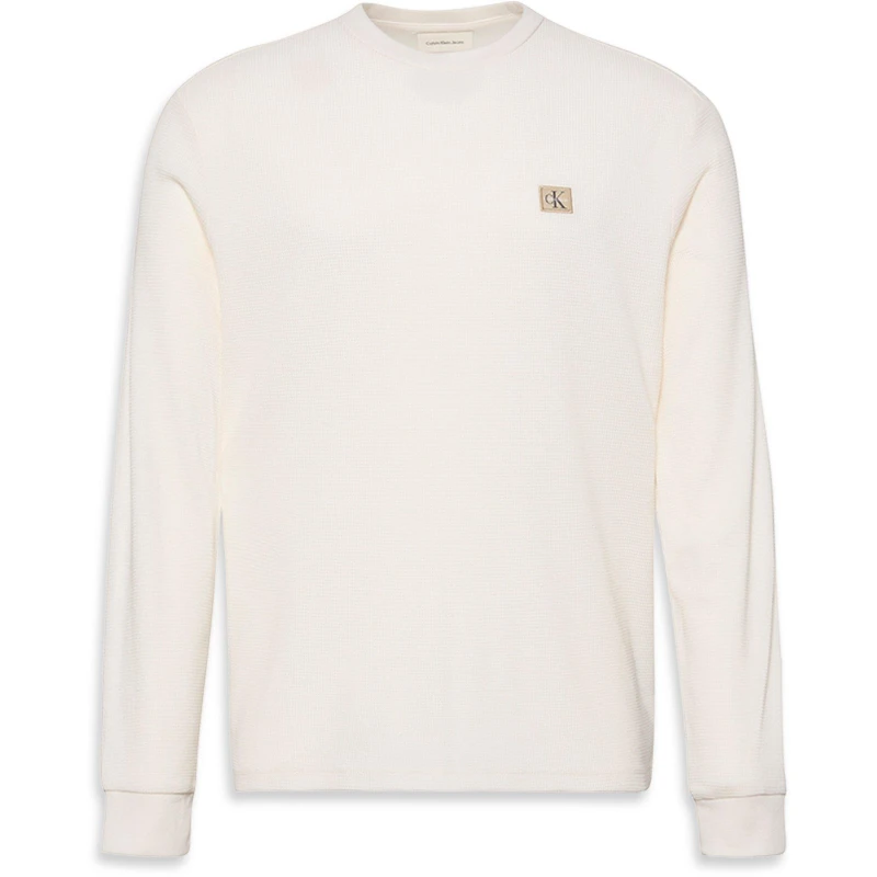 Image of Calvin Klein Jeans Mens CKJ Waffle Long-Sleeve T-Shirt Tofu YAS male M