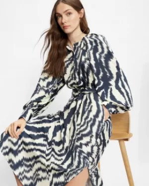 Image of Printed Long Sleeved Midi Dress Cuffs
