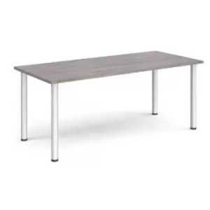 image of Rectangular silver radial leg meeting table 1800mm x 800mm - grey oak