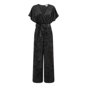 image of Yumi Black Velvet Kimono Sleeve Jumpsuit - Black