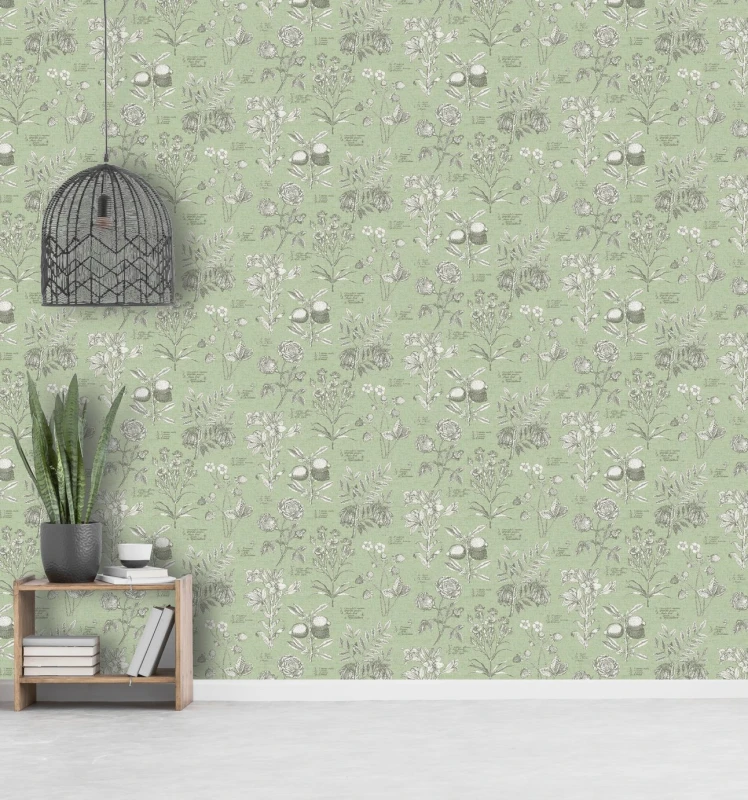 Image of RHS RHS Botanical Sketchbook Sage Wallpaper